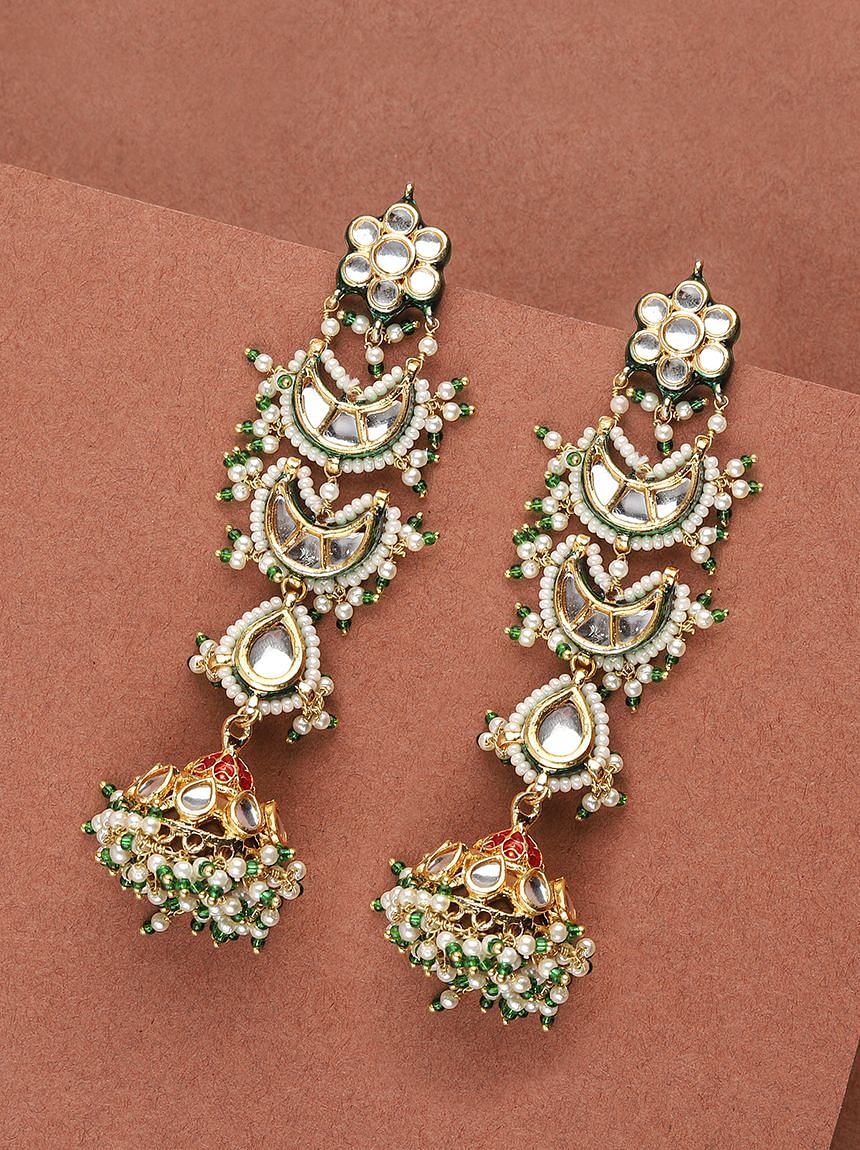 Pearl deals kundan earrings