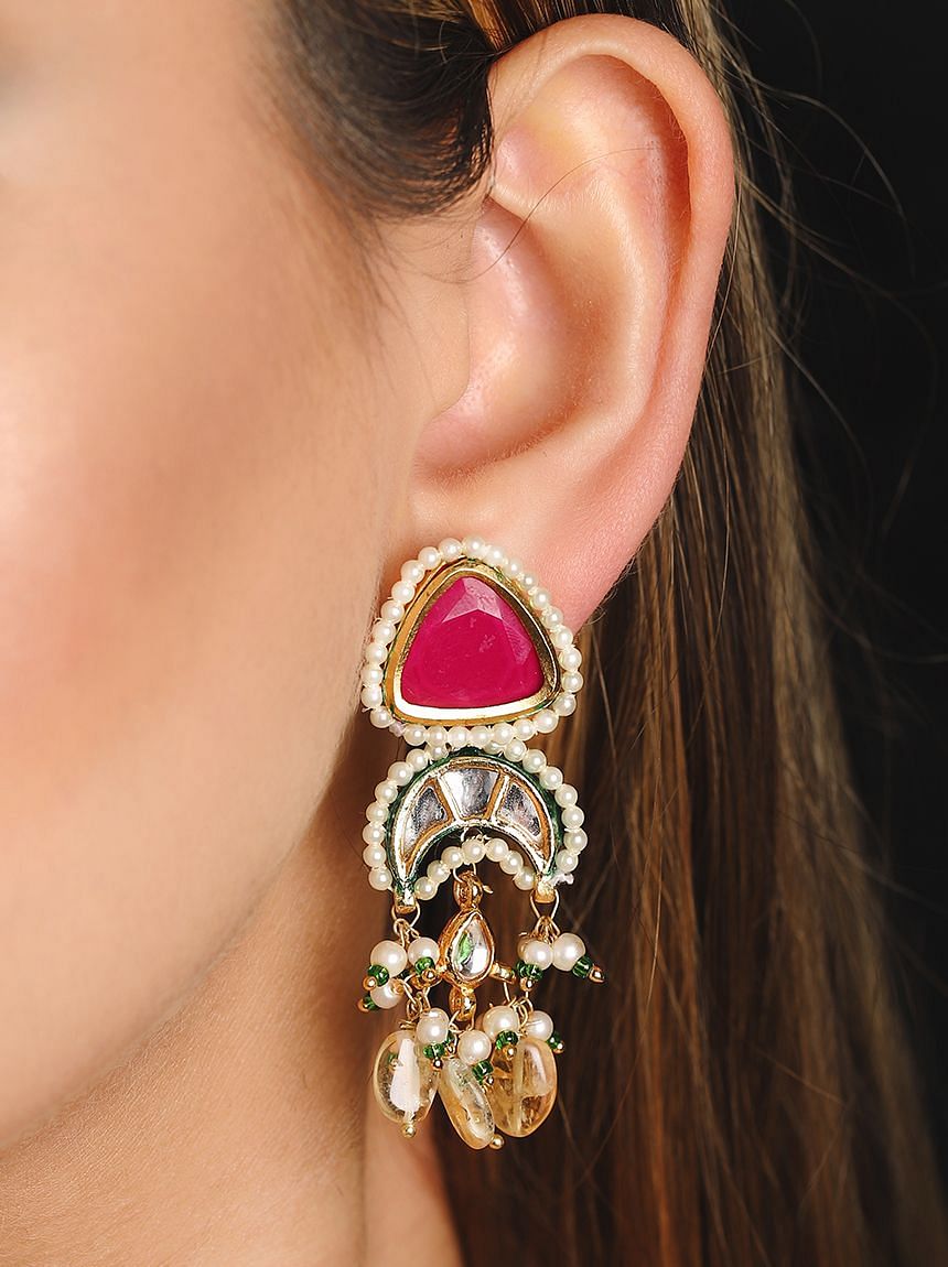 Pink and yellow deals earrings