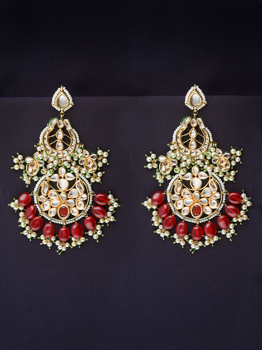 Heavy Kundan Chandbali Earrings