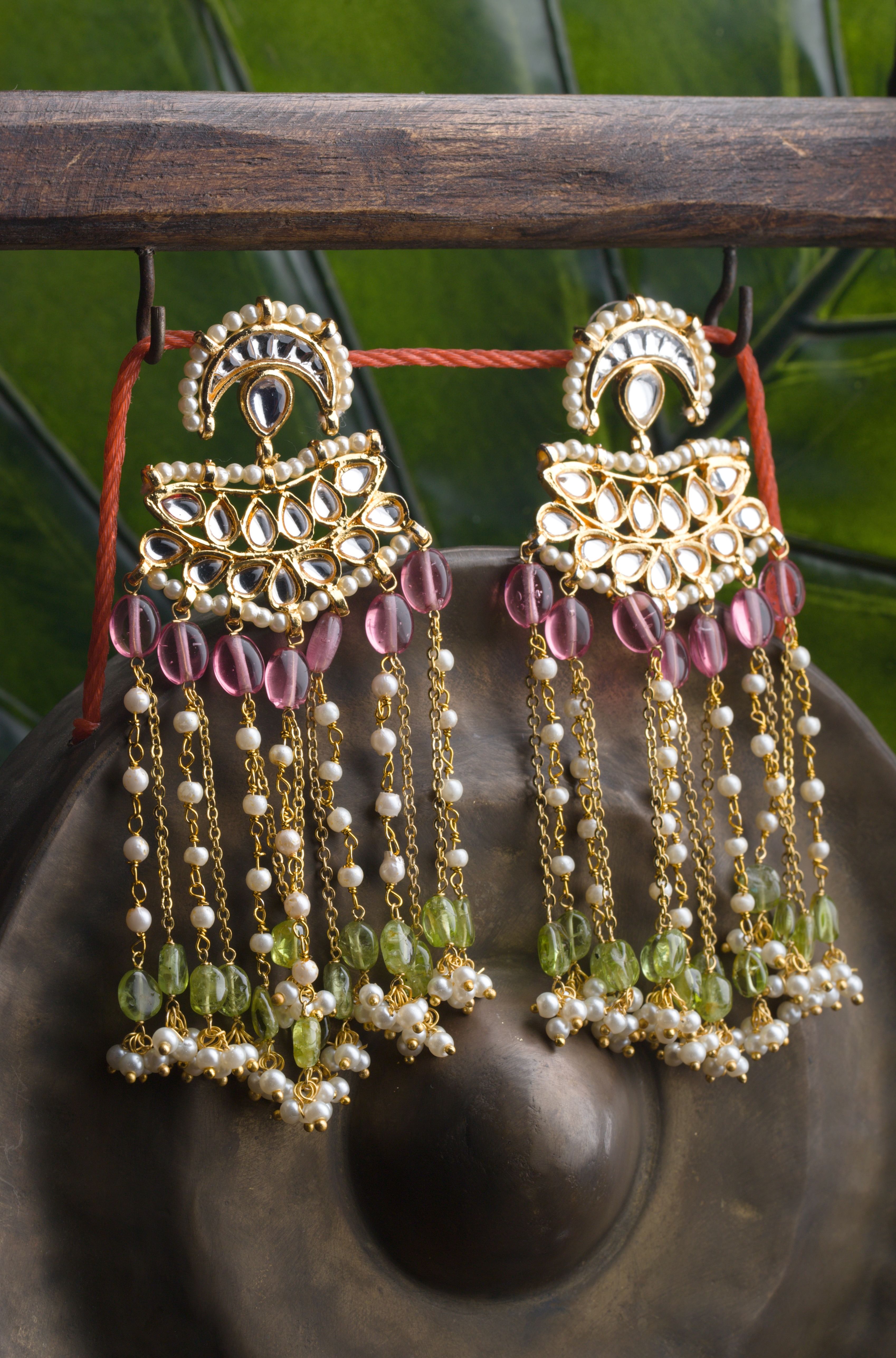 Buy Green Stone & Kundan Earrings for Women Online at Ajnaa Jewels |435589