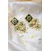 Green Enamel Yellow Citrine Drops Kundan Earrings