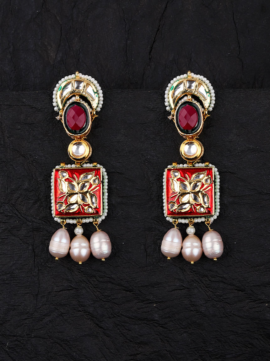 pearl and kundan earrings