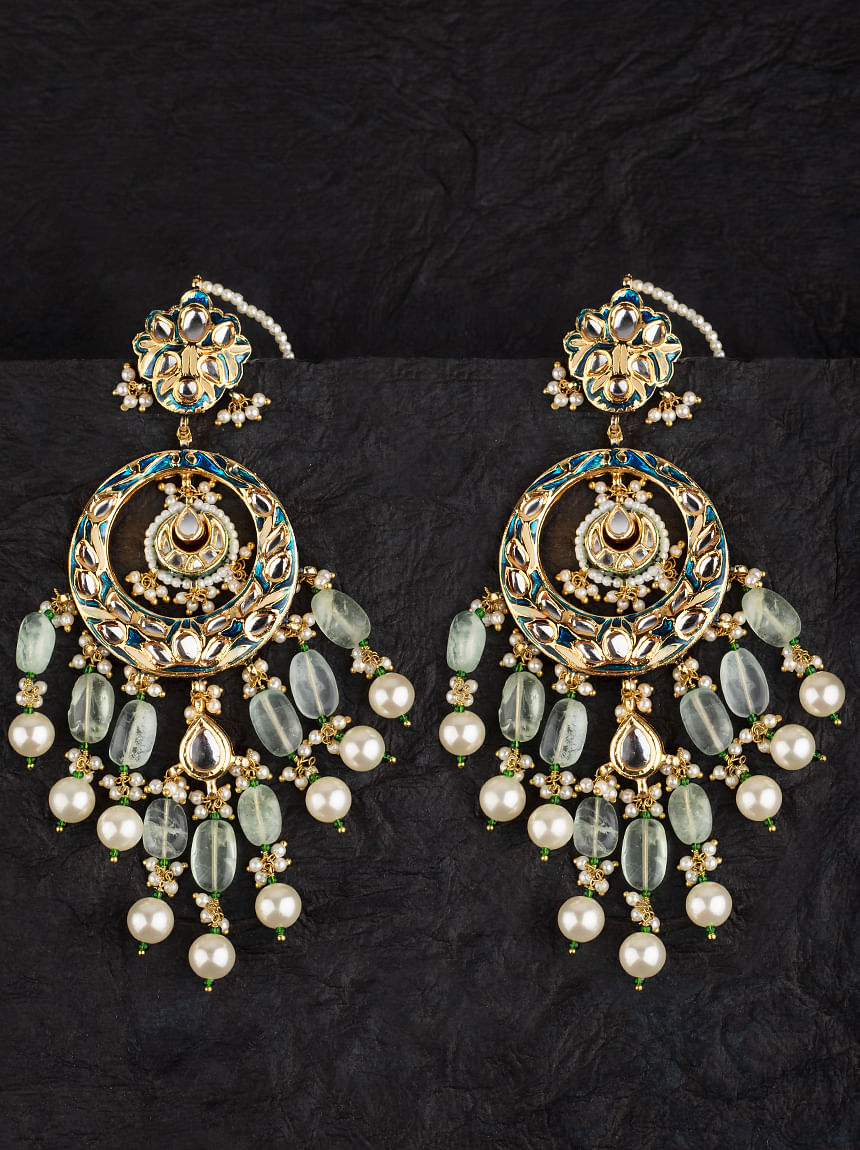 The peacock Silver Meenakari Earrings- Buy Meenakari Silver Earrings Online  — KO Jewellery