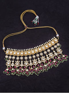 Jadai Necklace With Pearls & Tourmaline Drops