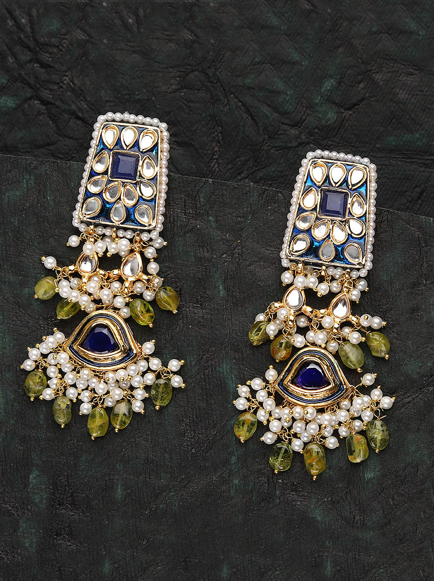 Endearing Earrings with Jhoomer in Indigo Blue & Green – Cippele
