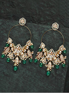 See Green Kundan Chandbali Earrings