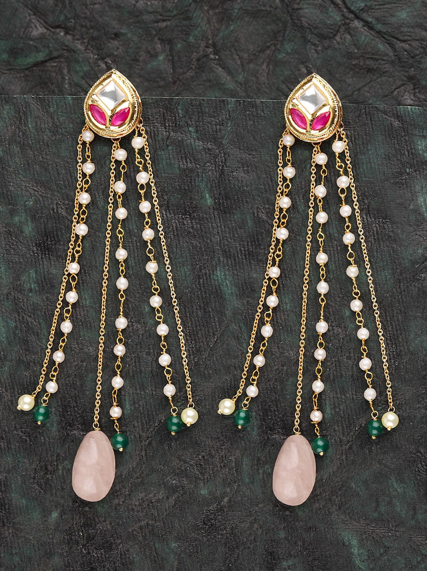 Designer White Stone Earrings – Sulbha Fashions