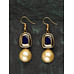 Navy Blue Pearl Drop Earrings