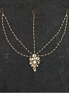Clover Kundan Flower Pearls Mathapatti