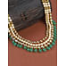 Three Line Kundan Pearls Emeralds Necklace