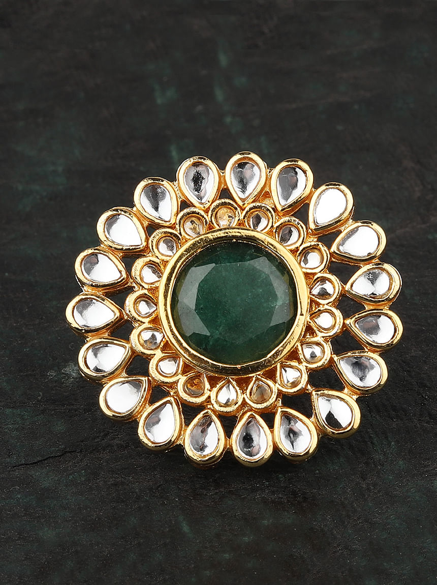 Green Cocktail Ring in Antique Gold Finish 1841-5906 – Dazzles Fashion and  Costume Jewellery