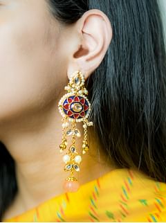 Multi Meena Rose Quartz Drop Dangler Earrings
