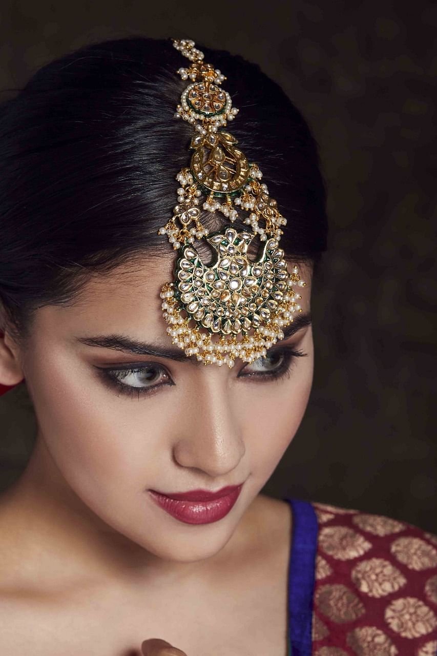 fcity.in - Punjabi Big Maang Tikka Set With Earing Jewellery Set /  Shimmering