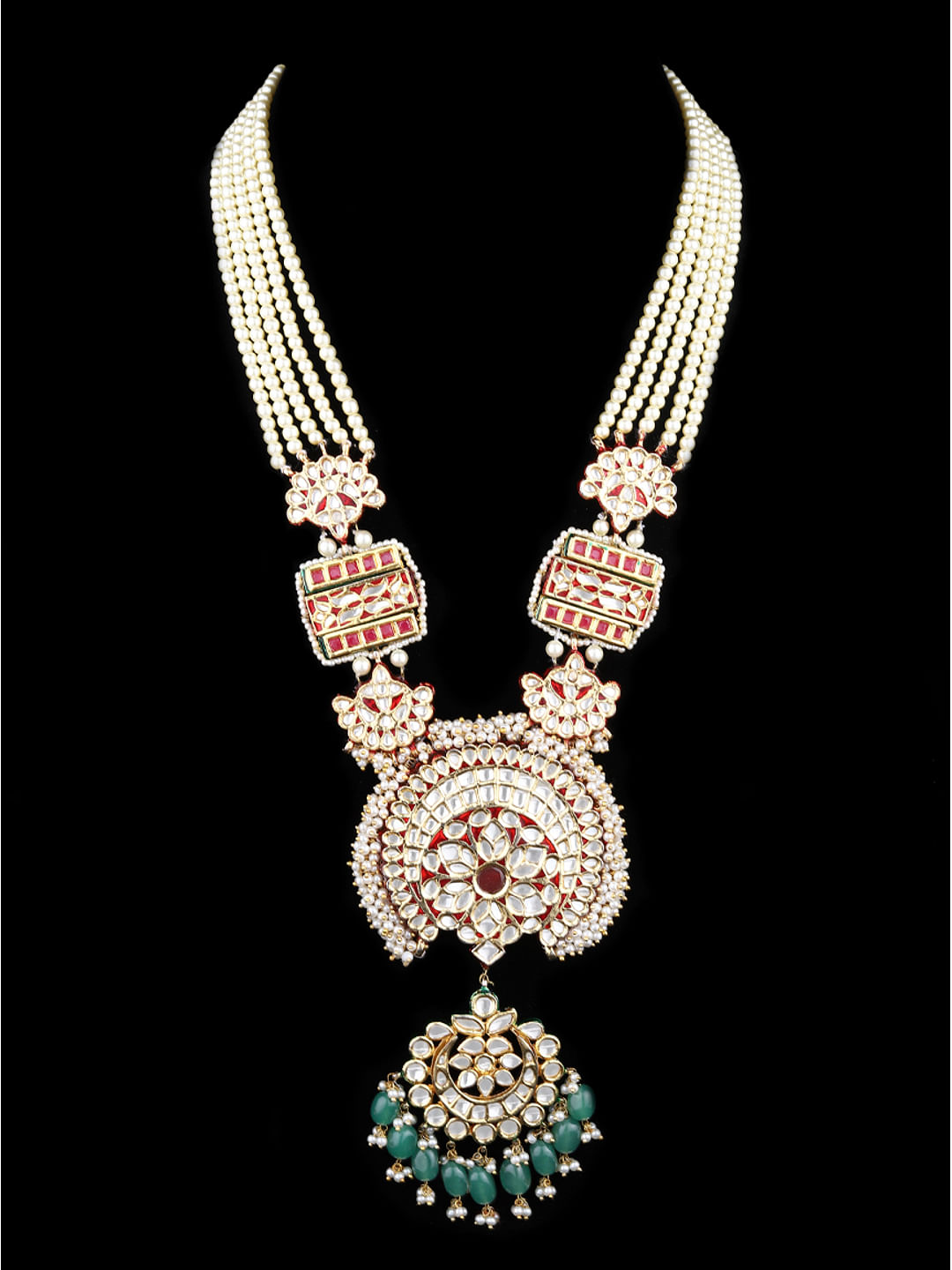 Buy Red Meenakari Pearl String Emeralds Rani Haar for Women Online at ...