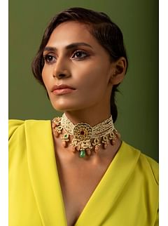 Sanjida Choker Set Emerald