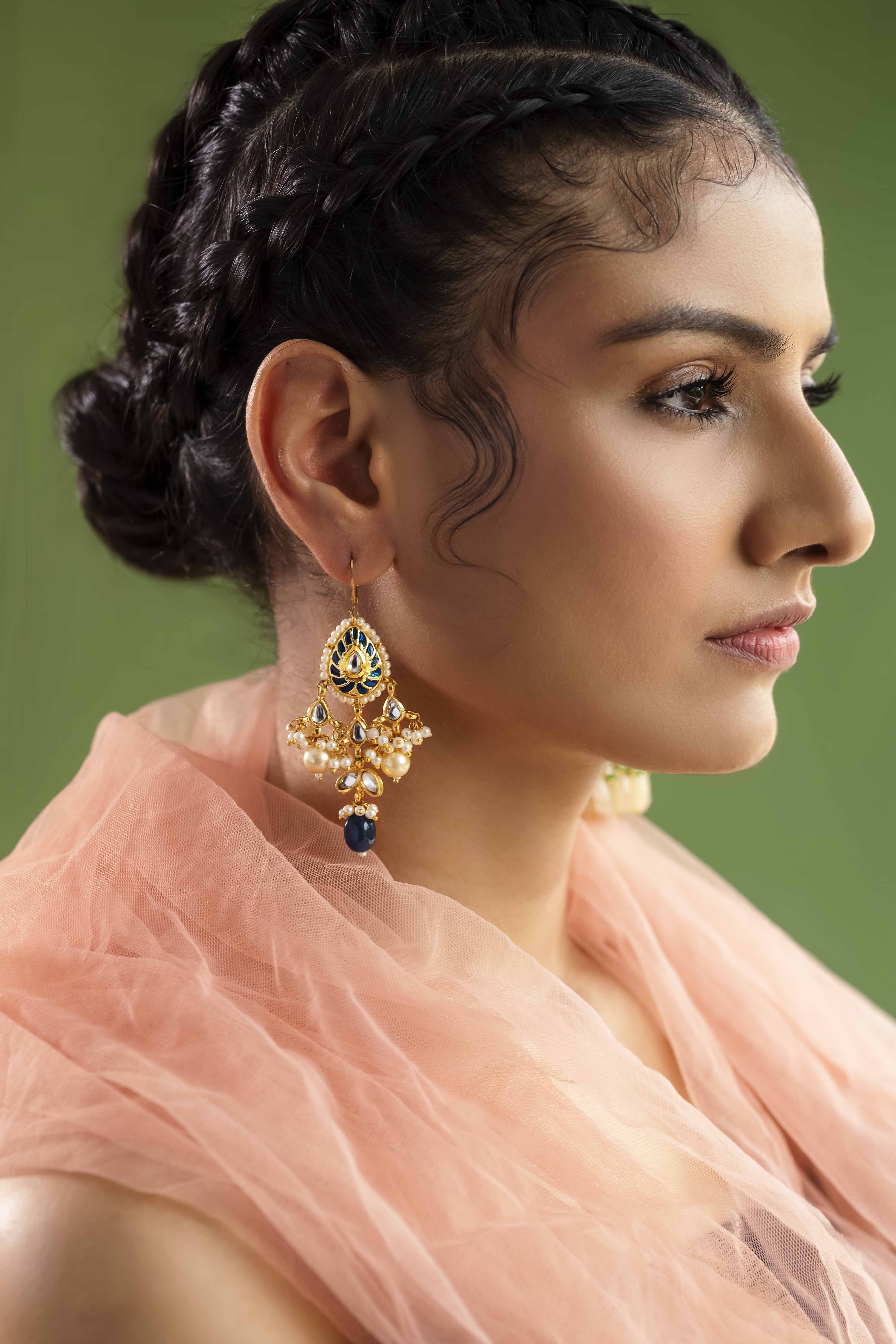 Kundan on sale meena earrings