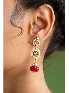 Red Meena Kundan Earrings