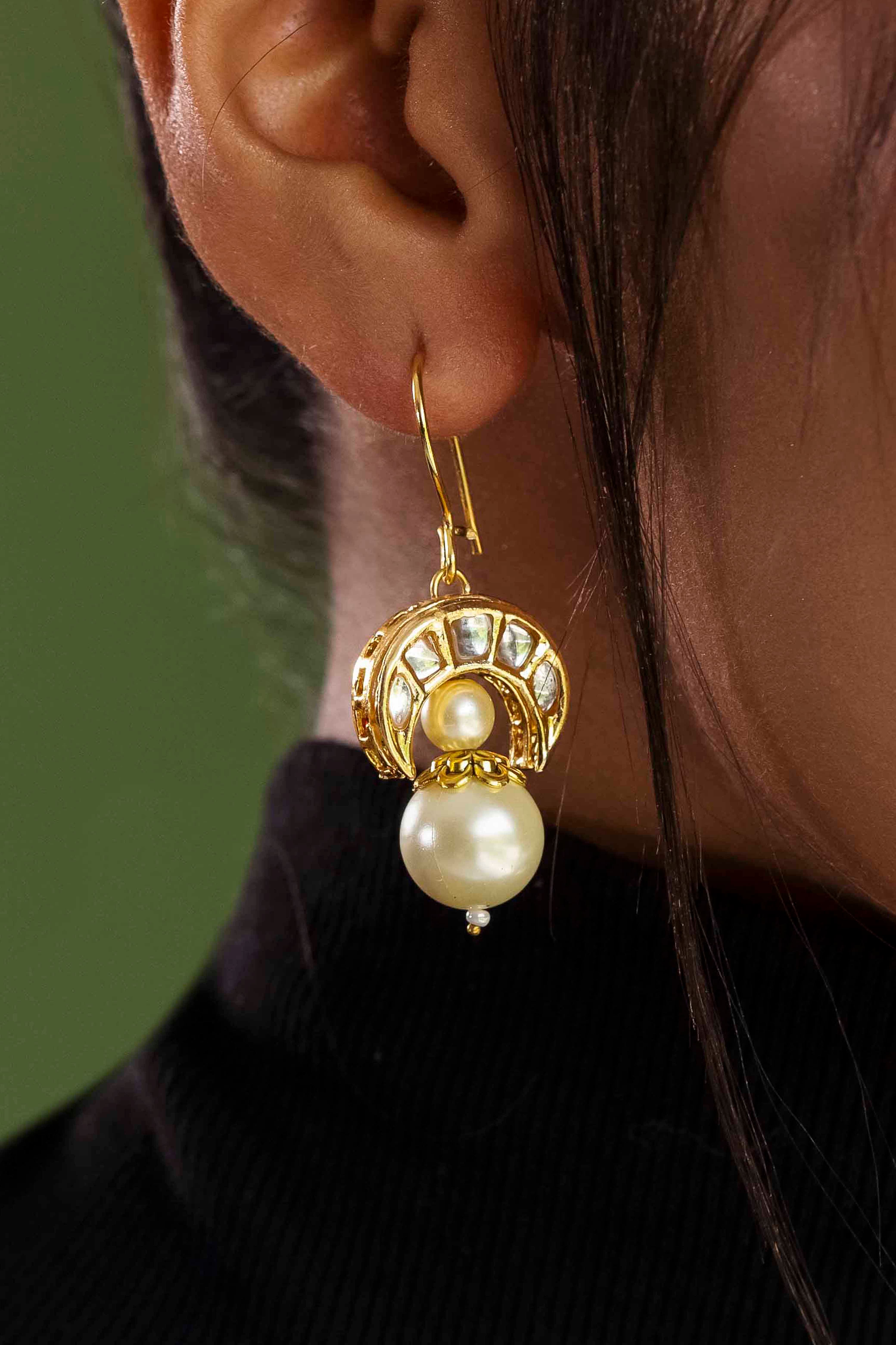 Buy 14kt Yellow Gold Mabe Pearl Earrings Online in India - Etsy