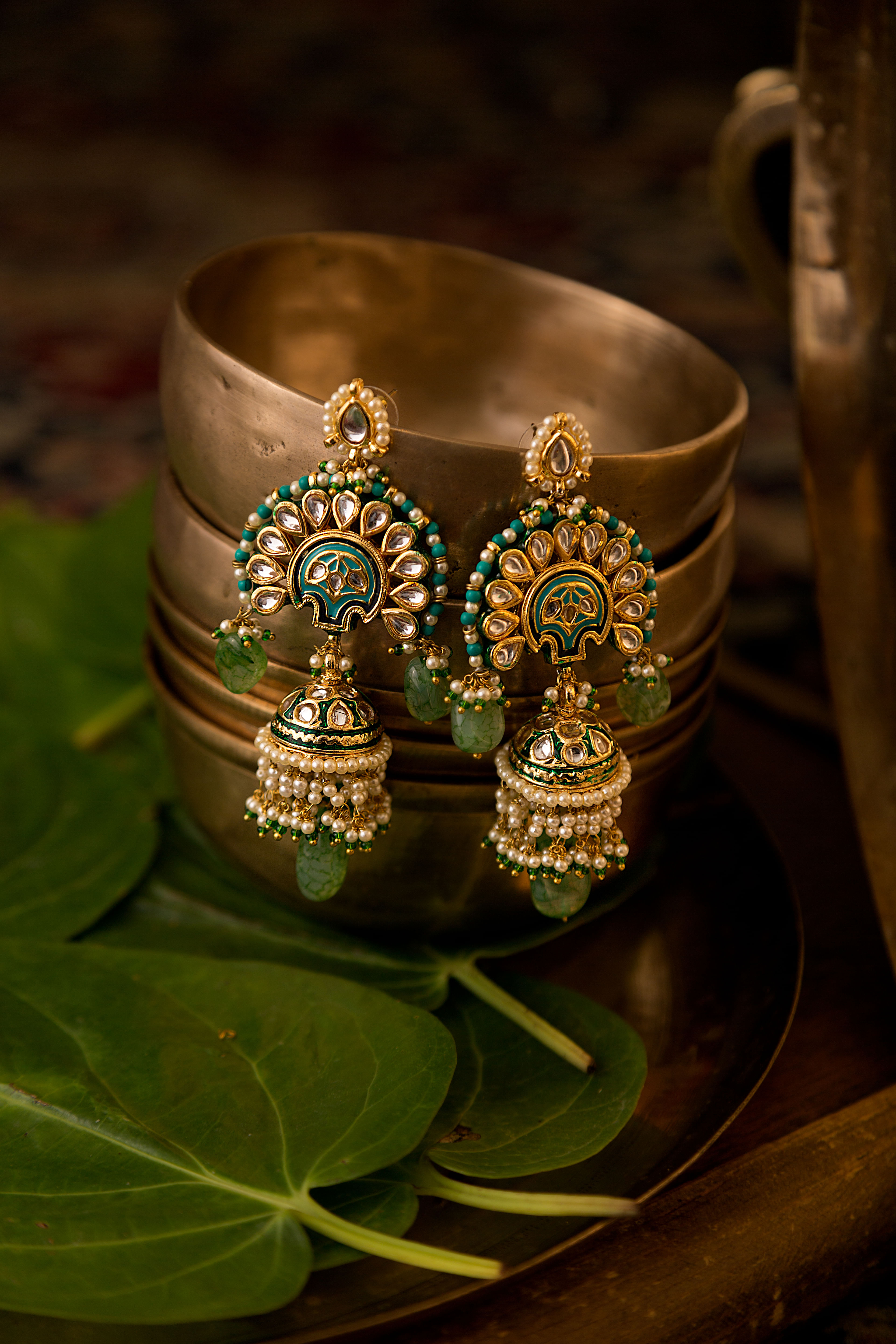 Jadau Kundan Earrings comes with Chandbali Design and Lakshmi Idol – Pink  Box Jewels