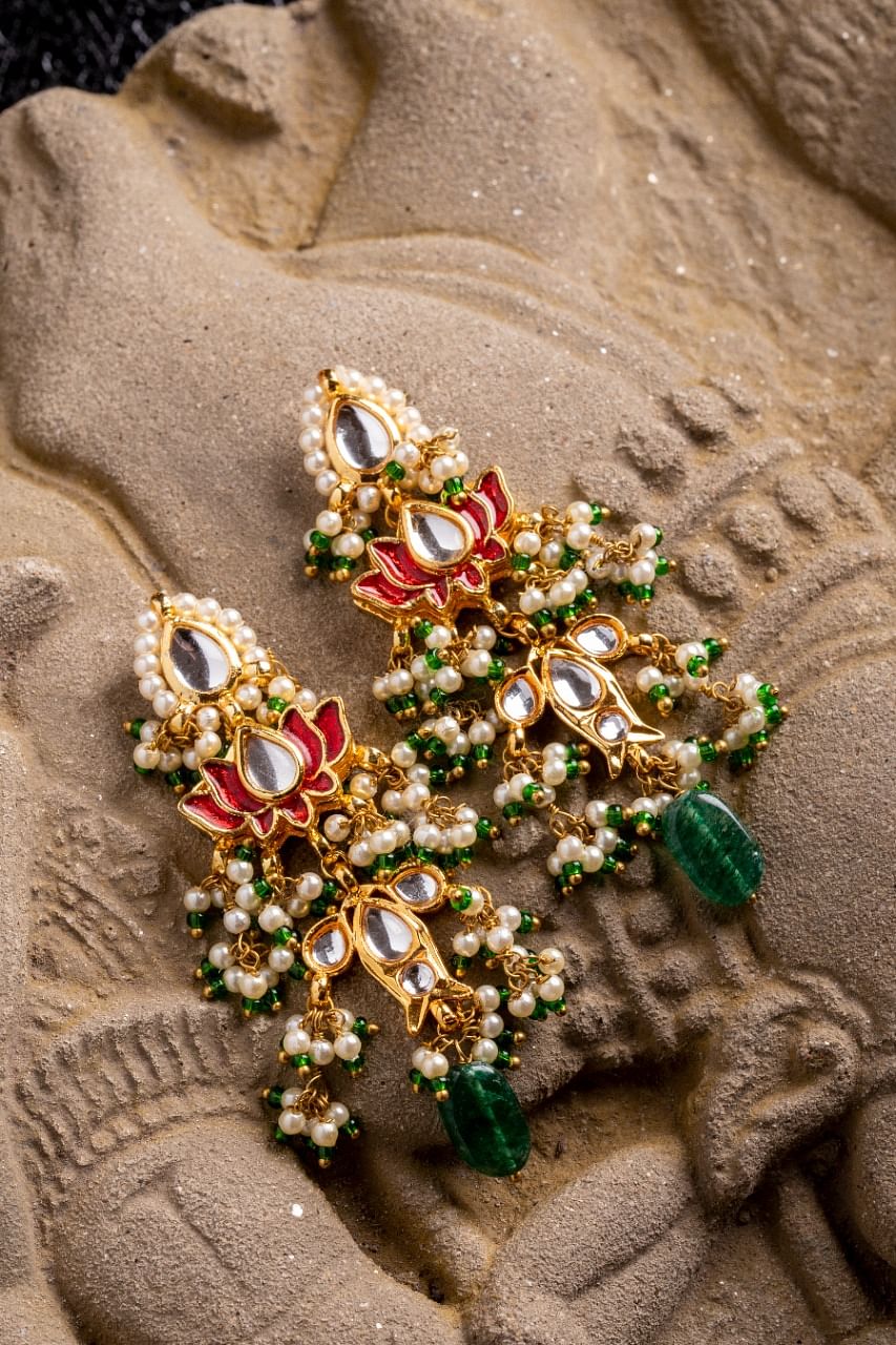 Carved Emerald Earrings