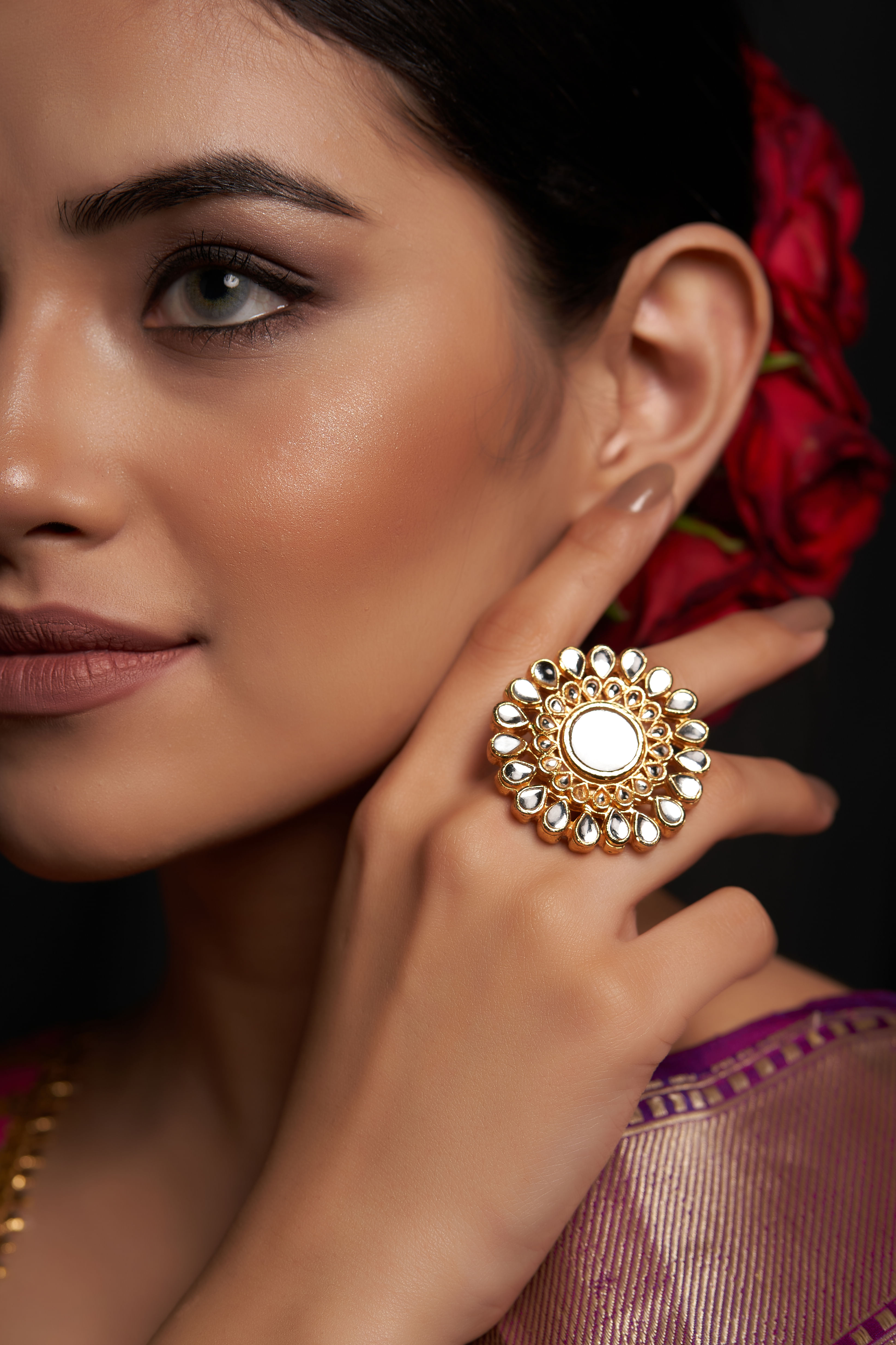 kundan cocktail ring